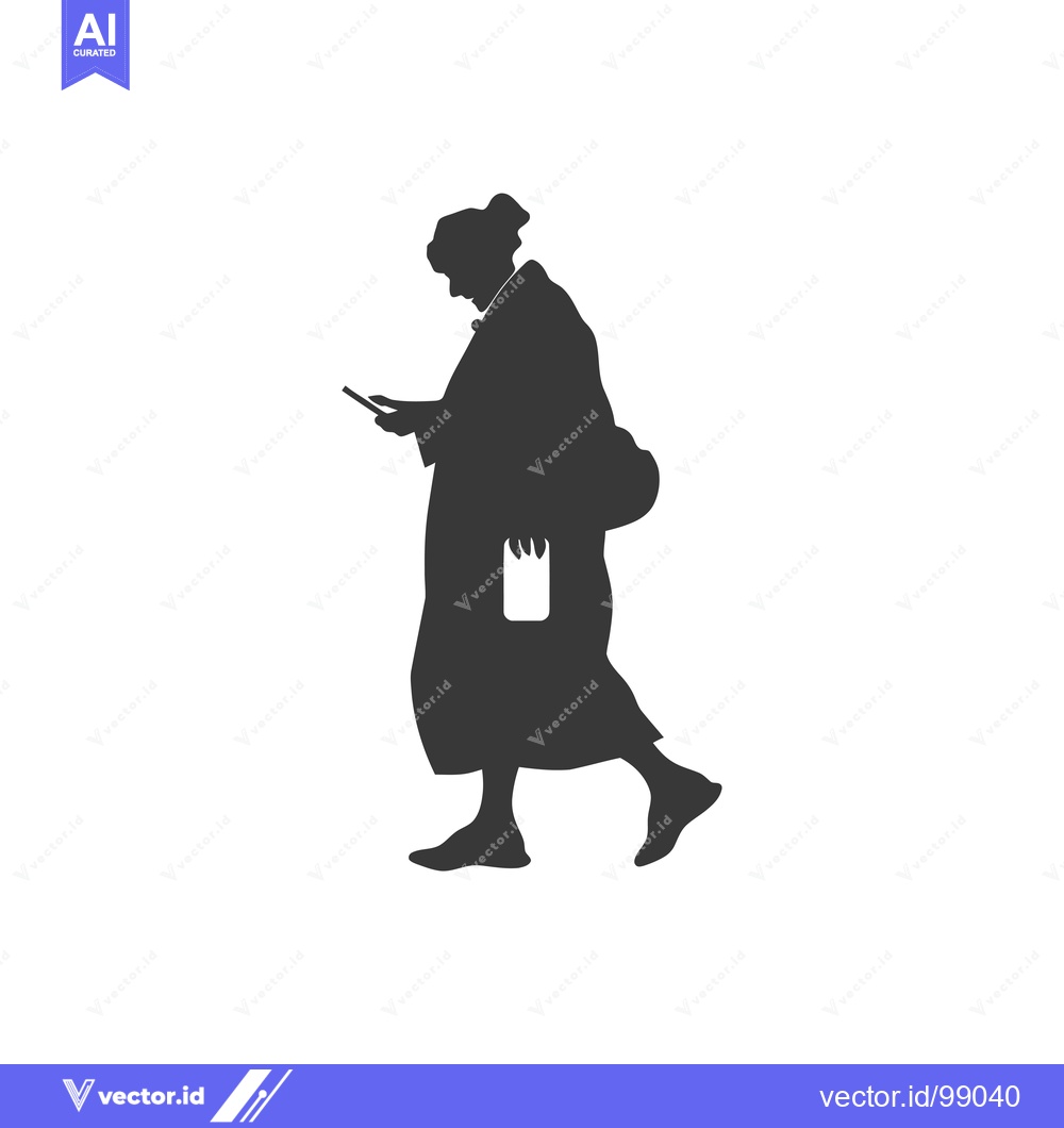 Premium Vector dari Silhouette of a Person Walking While Looking at a Phone