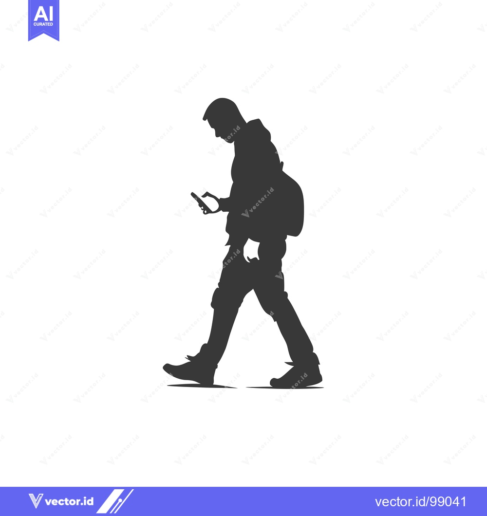 Premium Vector of Silhouette of a Person Walking While Looking at Their Phone