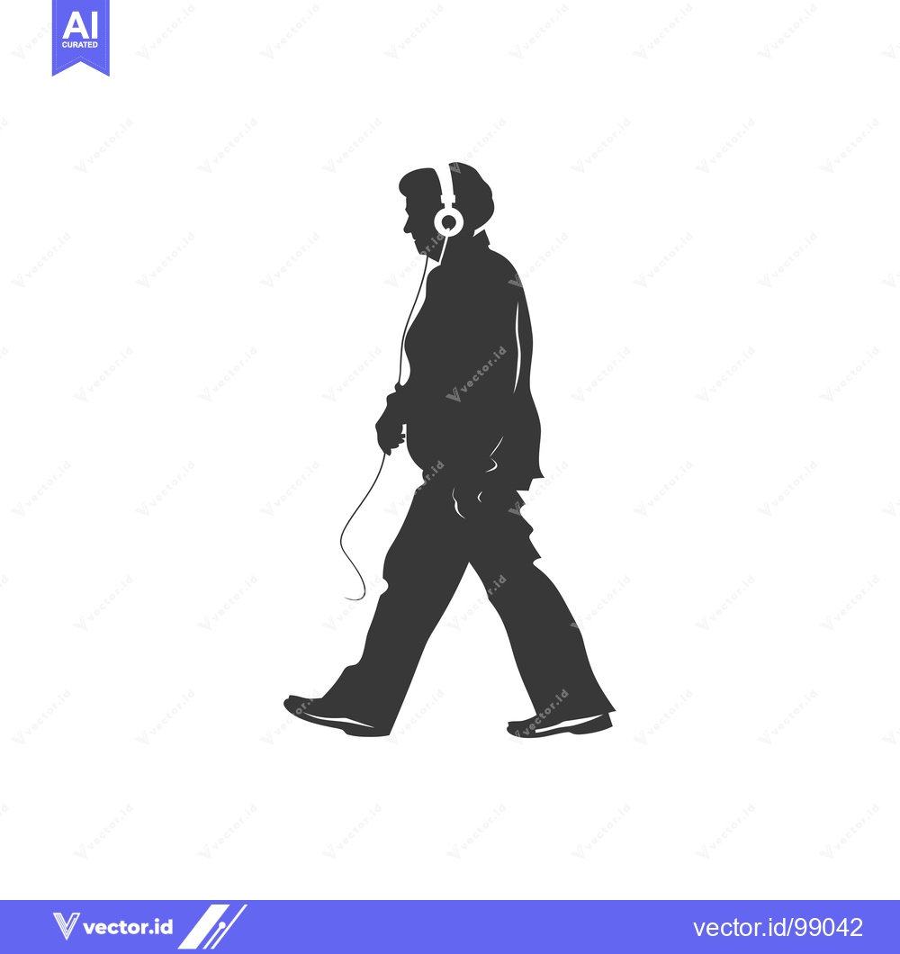 Premium Vector dari Silhouette of a Person Walking While Wearing Headphones