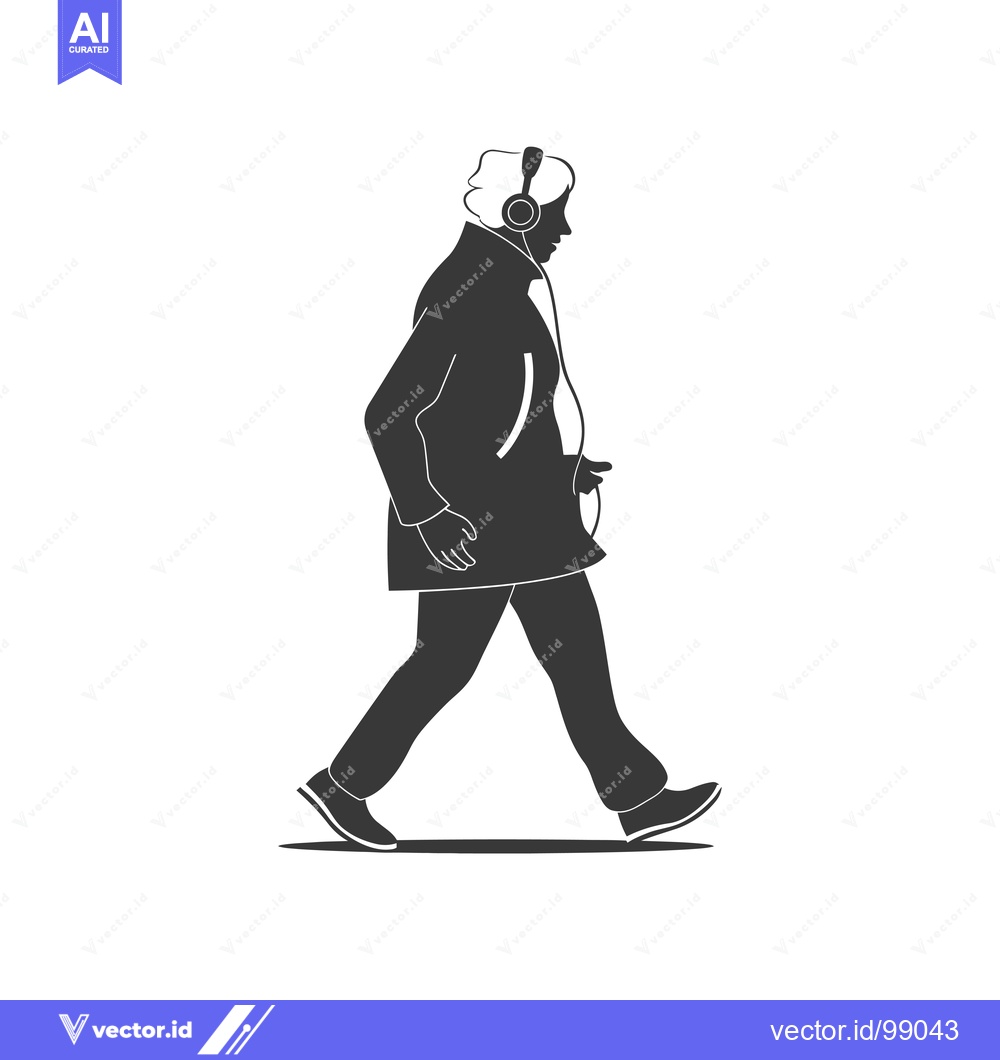 Premium Vector of Silhouette of a Person Walking While Wearing Headphones