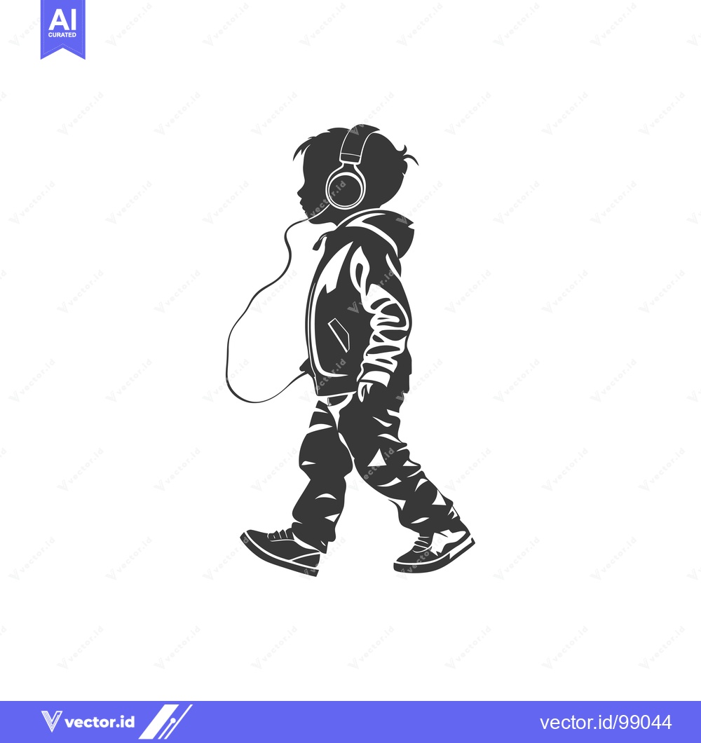 Premium Vector dari Silhouette of a Person Walking While Wearing Headphones