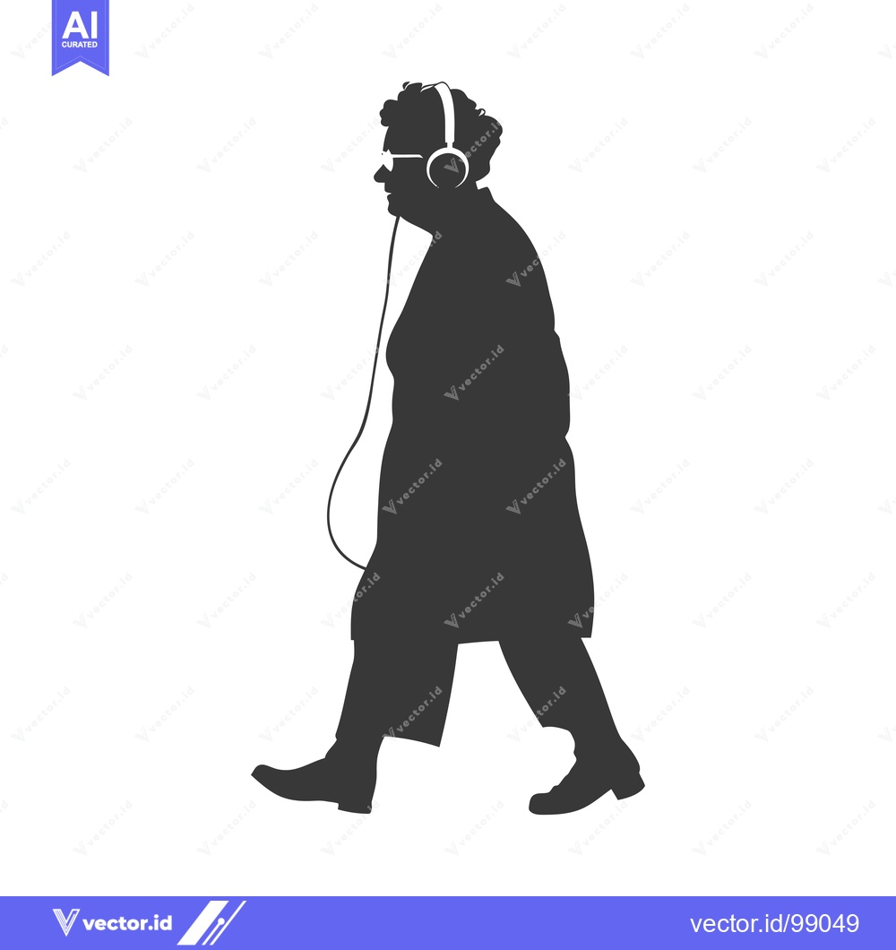 Premium Vector dari Silhouette of a Person Walking with Headphones