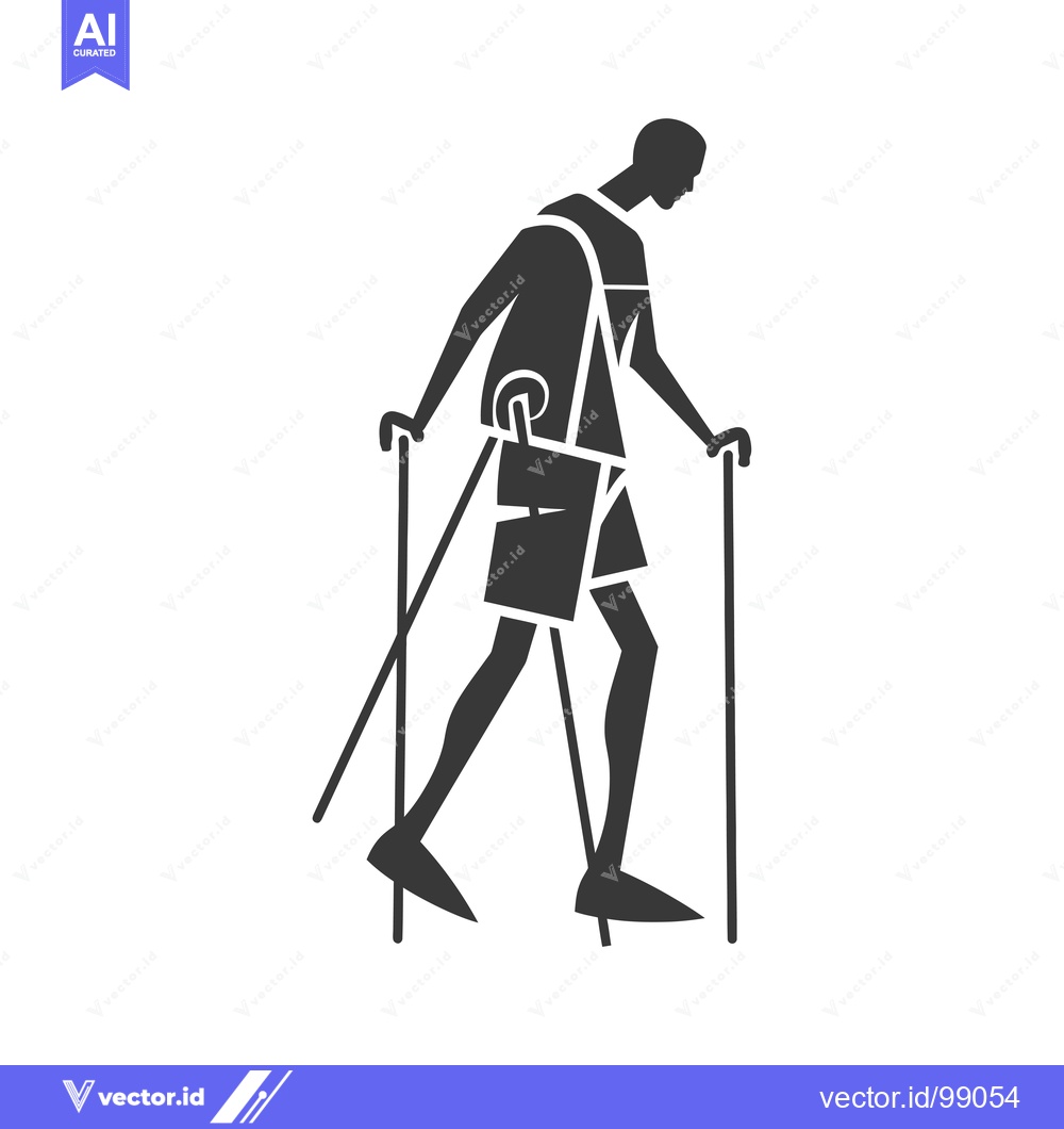 Premium Vector dari Silhouette of a Person Walking with Two Sticks