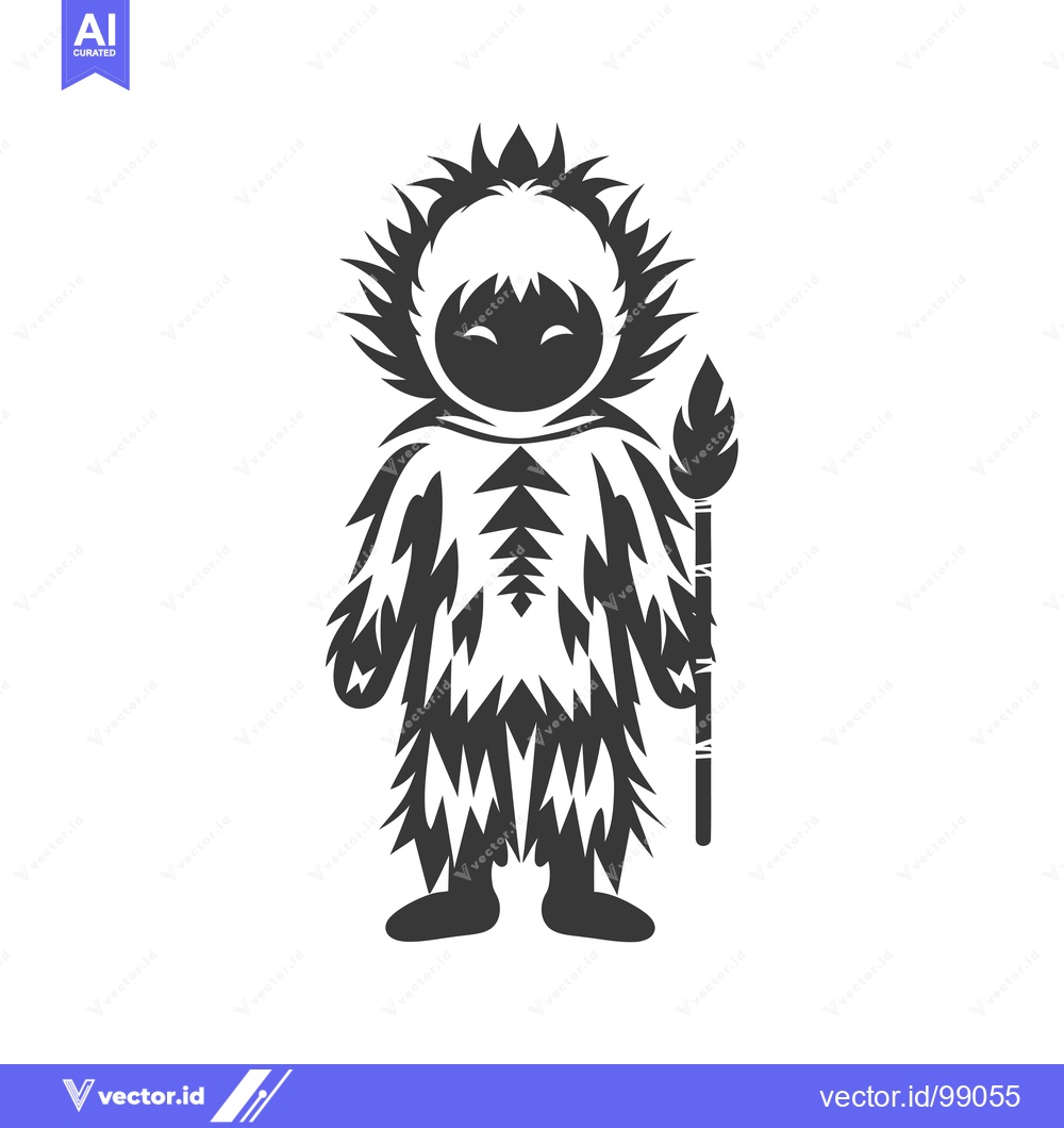 Premium Vector of Silhouette of a Person Wearing a Furry Outfit and Holding a Torch