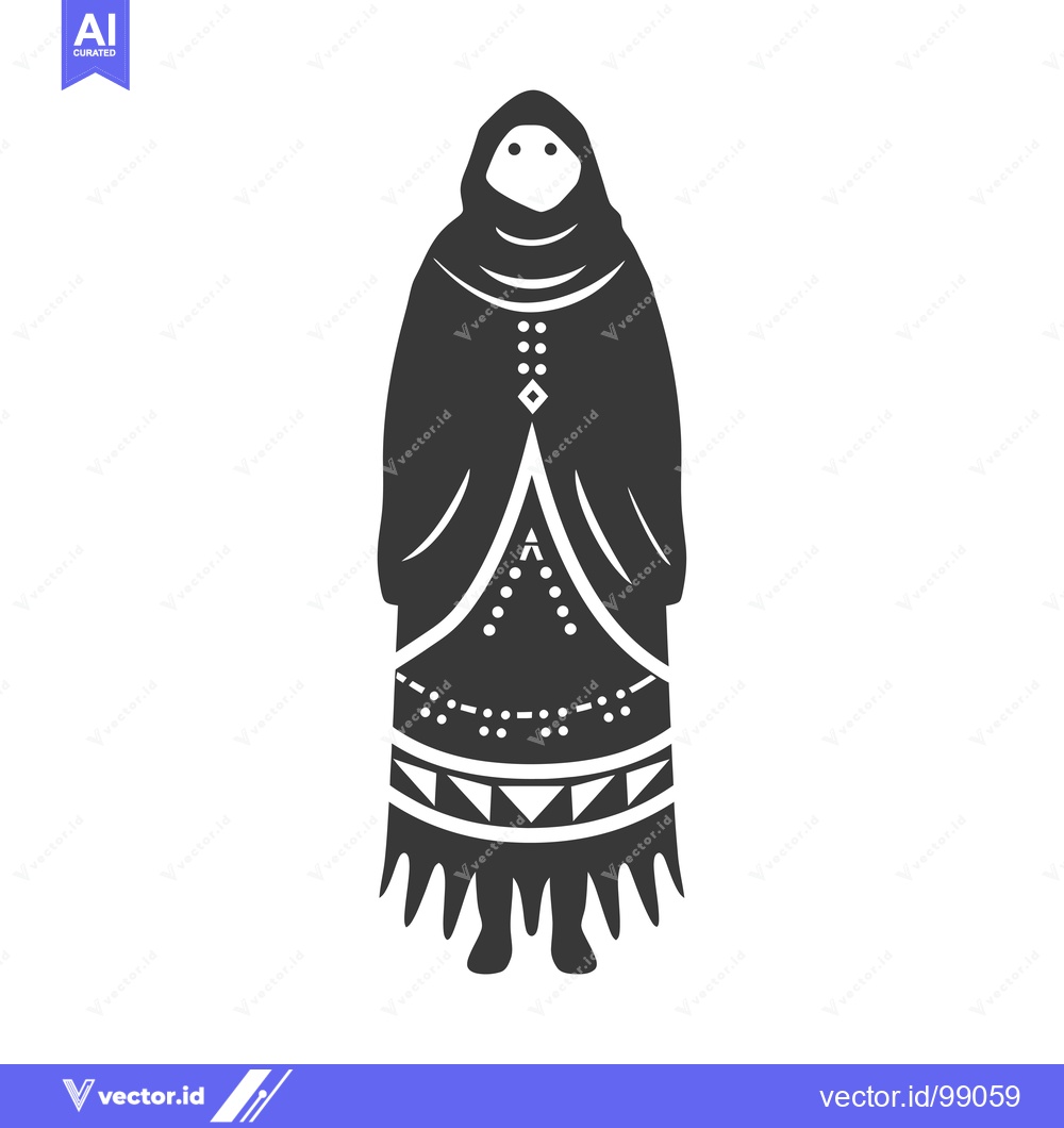 Premium Vector dari Silhouette of a Person Wearing a Hooded Robe with Geometric Patterns