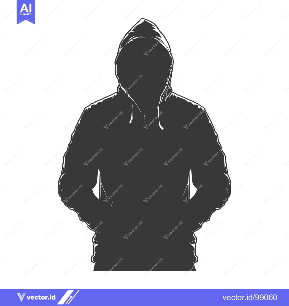 Premium Vector of Silhouette of a Person Wearing a Hooded Sweatshirt