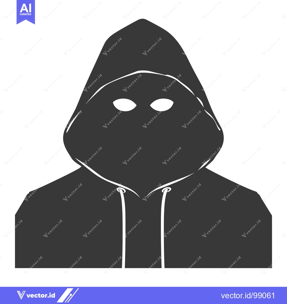 Premium Vector dari Silhouette of a Person Wearing a Hooded Sweatshirt with White Eyes