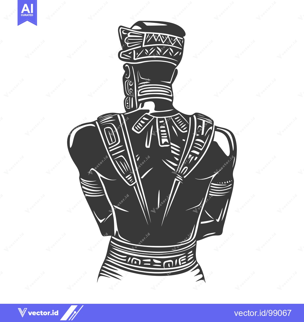 Premium Vector of Silhouette of a Person Wearing an Ornate Headpiece and Traditional Clo