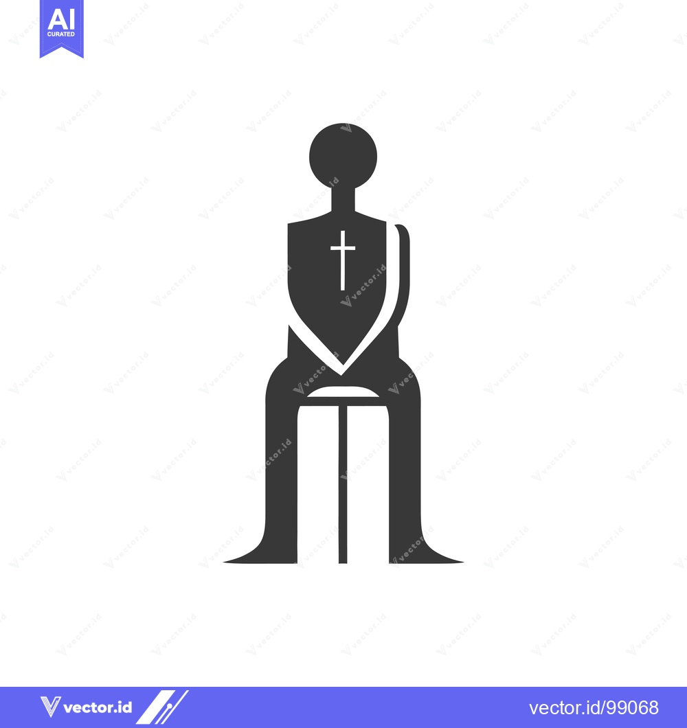 Premium Vector dari Silhouette of a Person Wearing a Robe and a Cross Sitting on a Stool