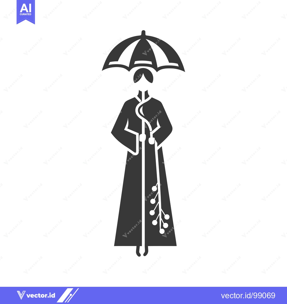 Premium Vector of Silhouette of a Person Wearing a Traditional Chinese Robe and Holding