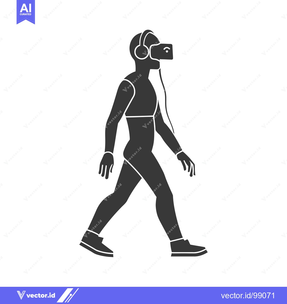 Premium Vector dari Silhouette of a person wearing a VR headset walking
