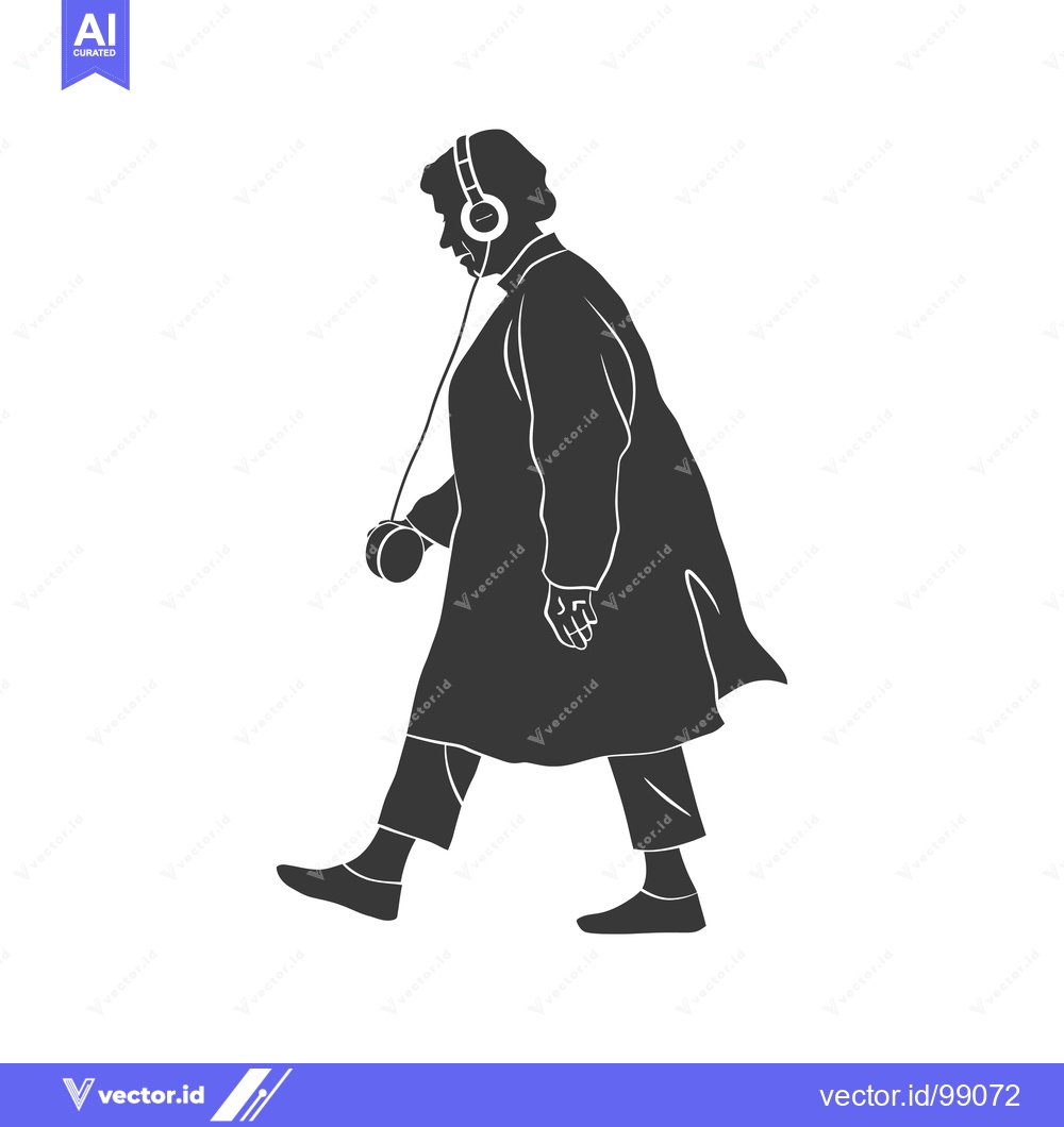 Premium Vector of Silhouette of a person wearing headphones while walking