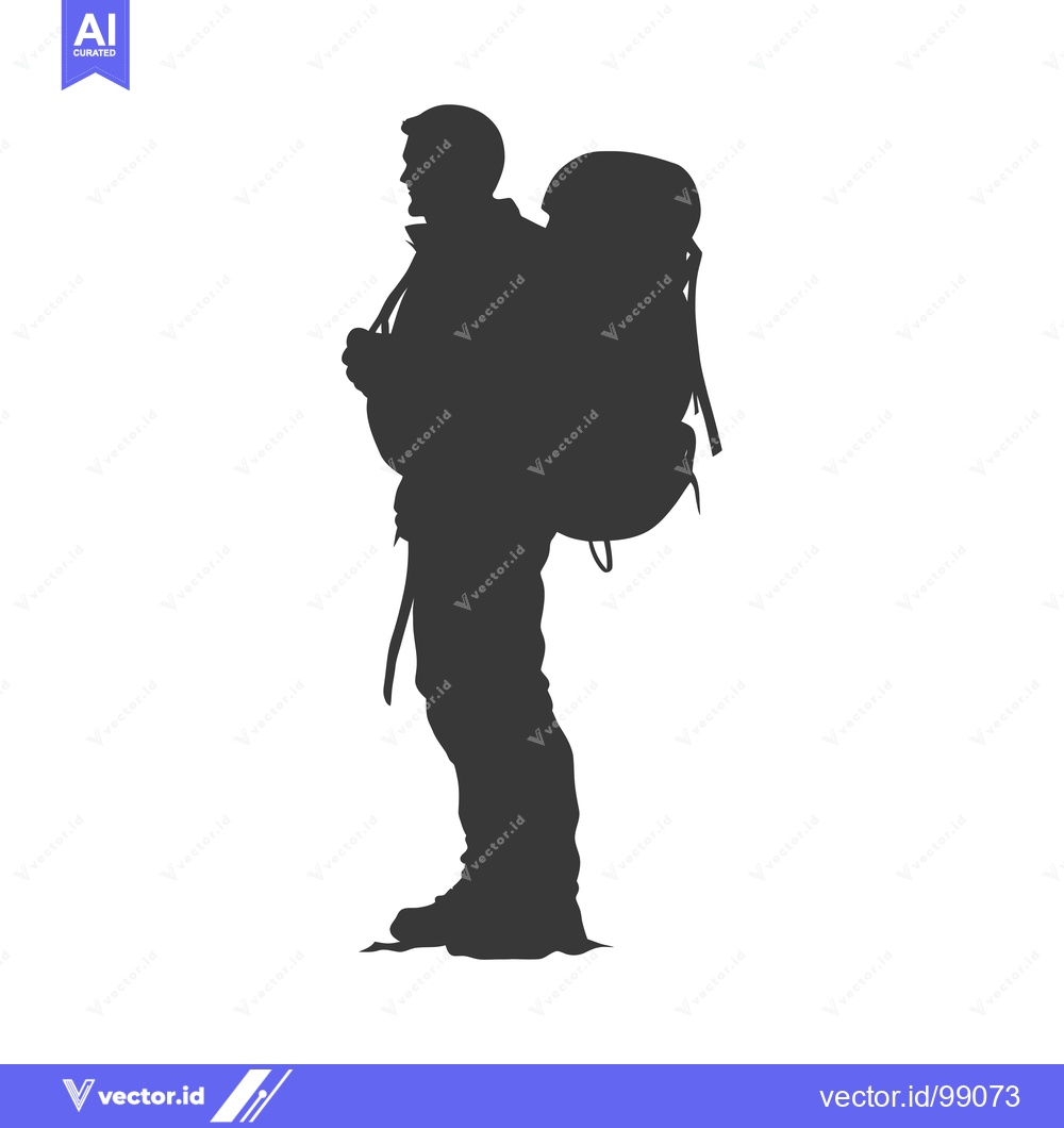 Premium Vector dari Silhouette of a Person with a Backpack Standing