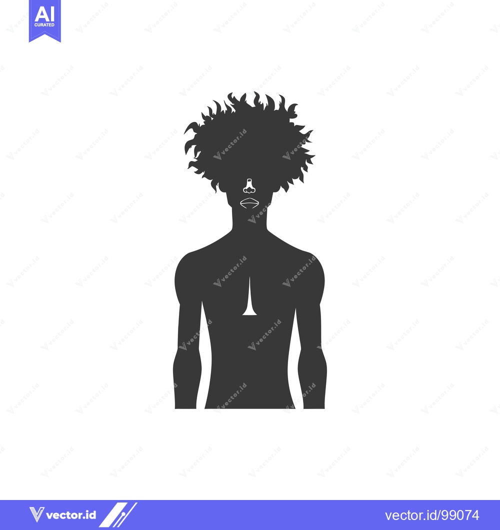 Premium Vector of Silhouette of a Person with Afro Hair and a Nose Ring
