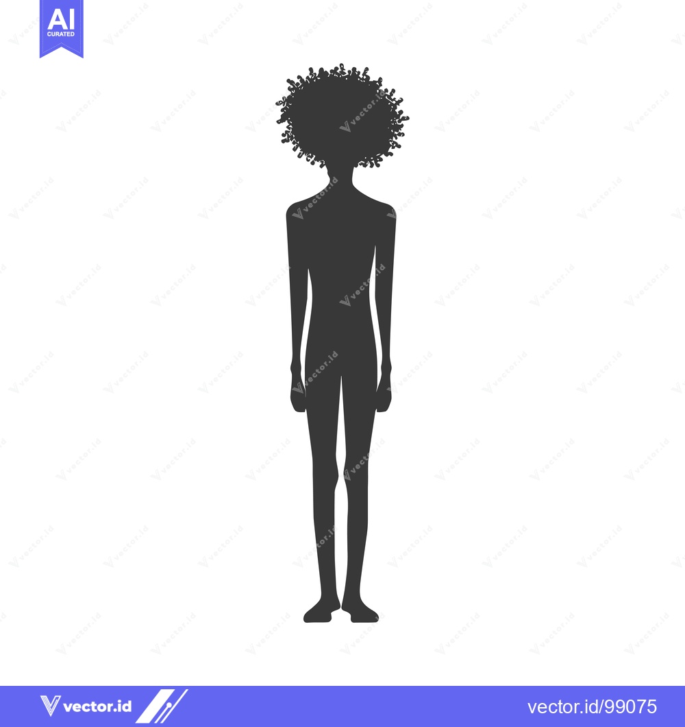Premium Vector dari Silhouette of a Person with Afro Hair Standing Against a White Backgro
