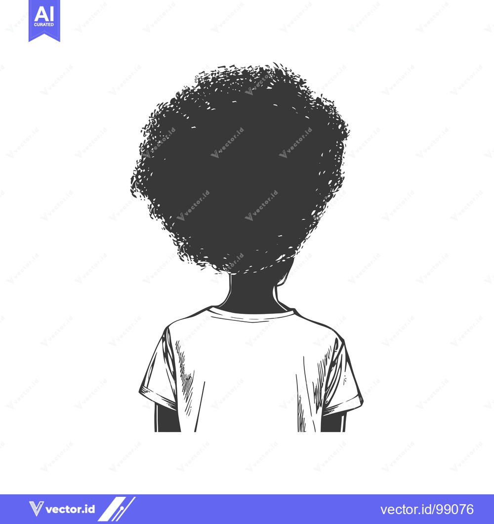 Premium Vector dari Silhouette of a Person with Afro Hair Wearing a T-Shirt