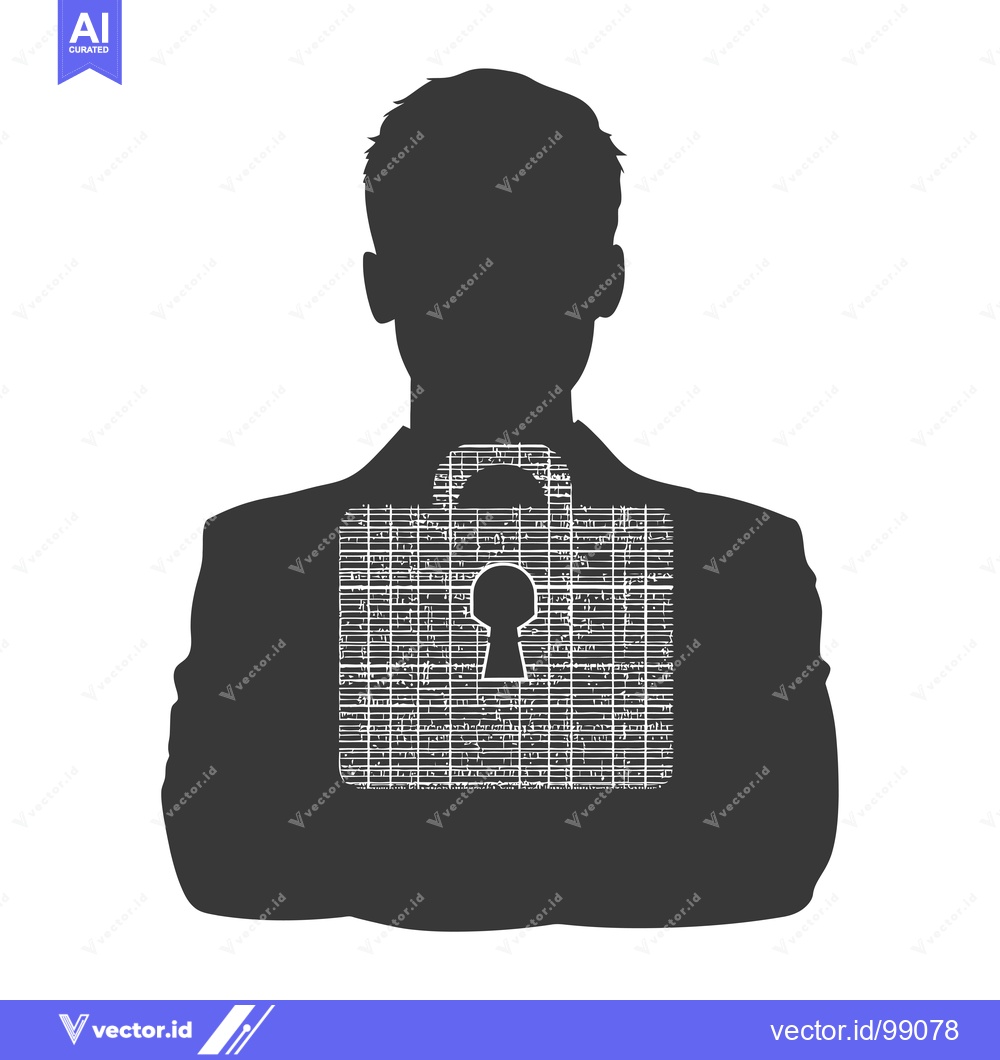 Premium Vector of Silhouette of a person with a lock and keyhole in the chest area