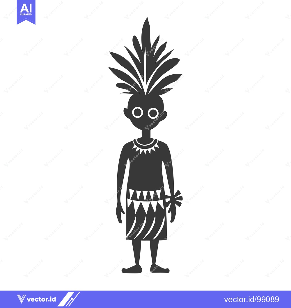 Premium Vector dari Silhouette of a Person with Large Eyes and Traditional Clothing