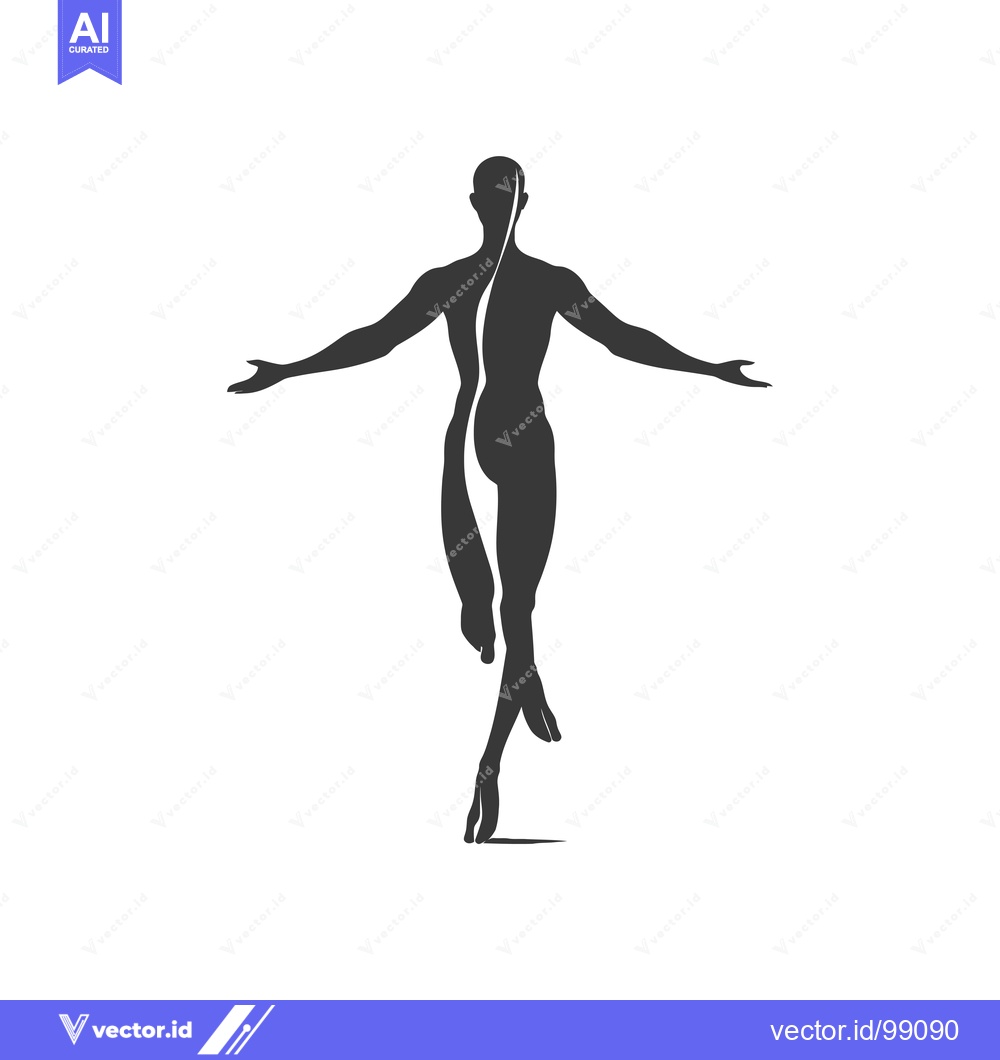 Premium Vector dari Silhouette of a person with outstretched arms and a line down the cent