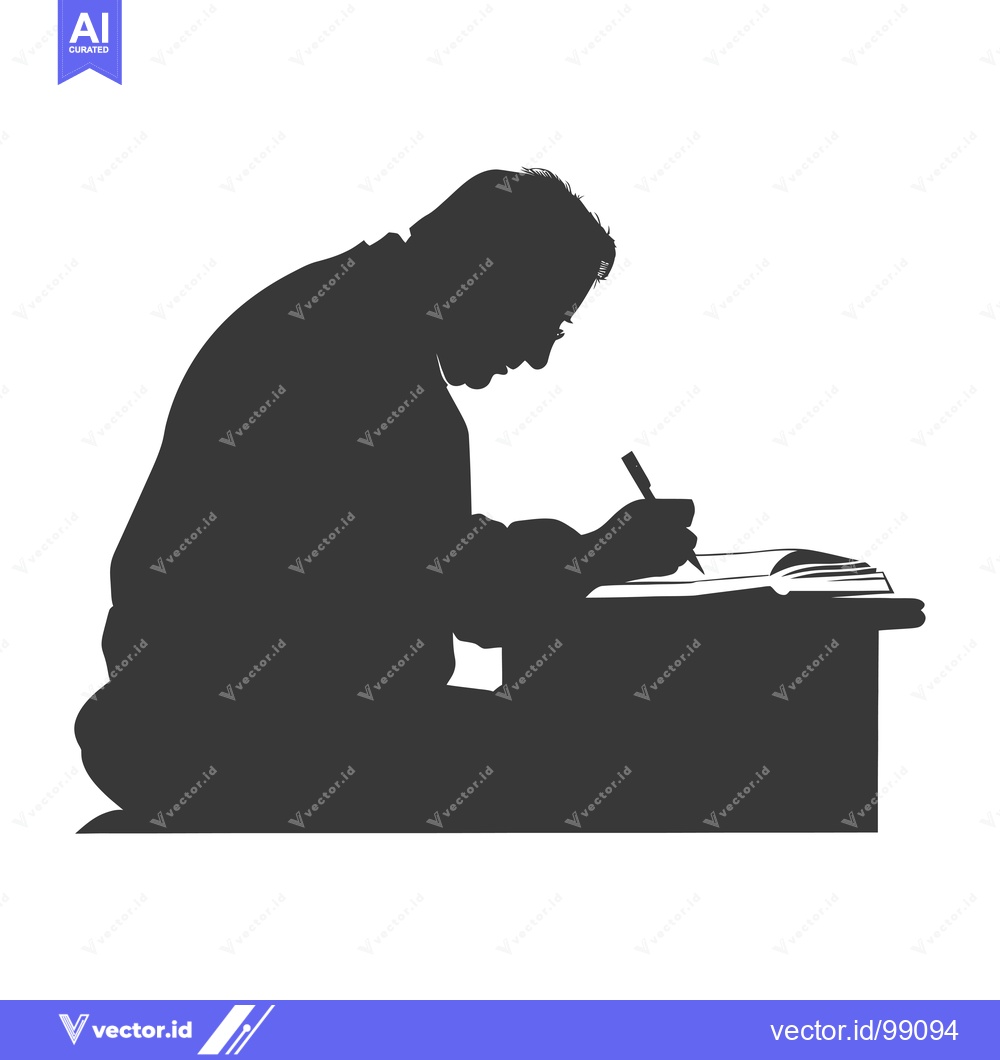 Premium Vector dari Silhouette of a Person Writing at a Desk