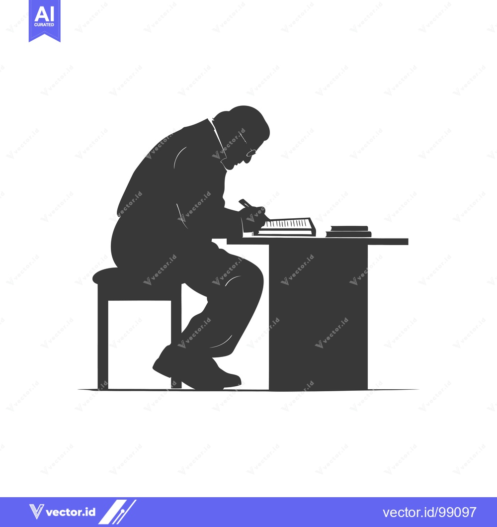 Premium Vector of Silhouette of a person writing at a desk