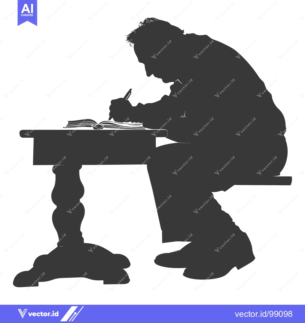 Premium Vector of Silhouette of a Person Writing at a Desk