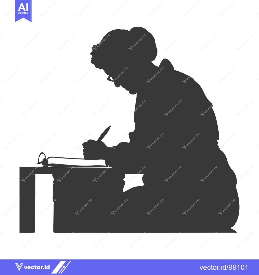 Premium Vector dari Silhouette of a Person Writing at a Desk