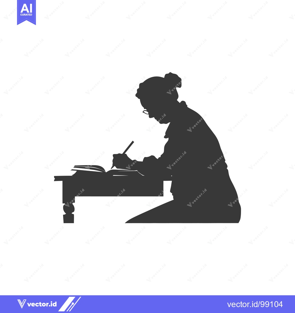 Premium Vector of Silhouette of a Person Writing at a Desk