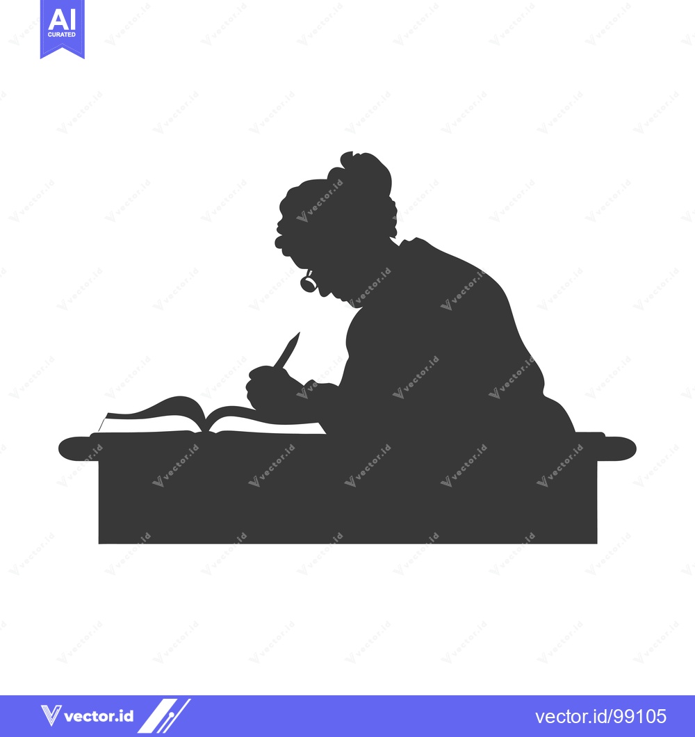 Premium Vector dari Silhouette of a Person Writing at a Desk