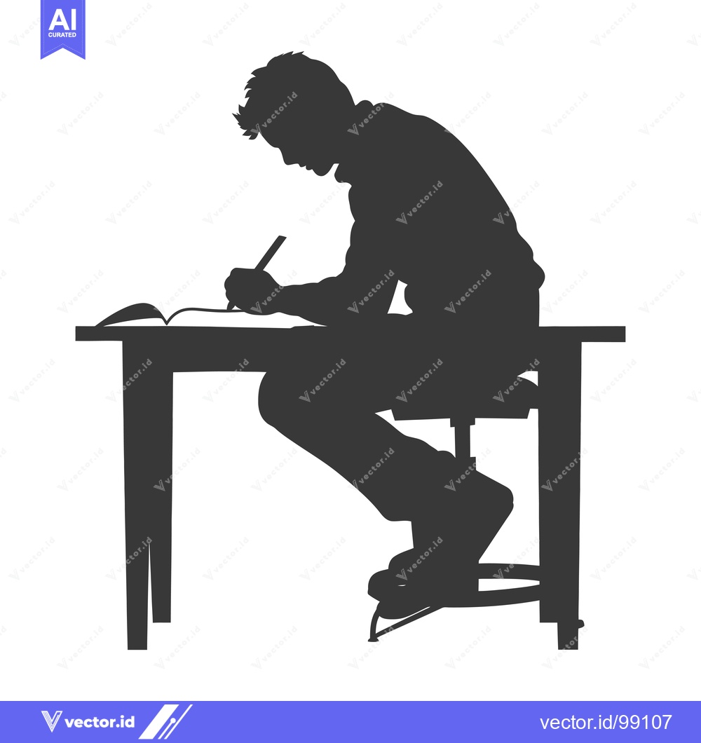 Premium Vector of Silhouette of a Person Writing at a Desk