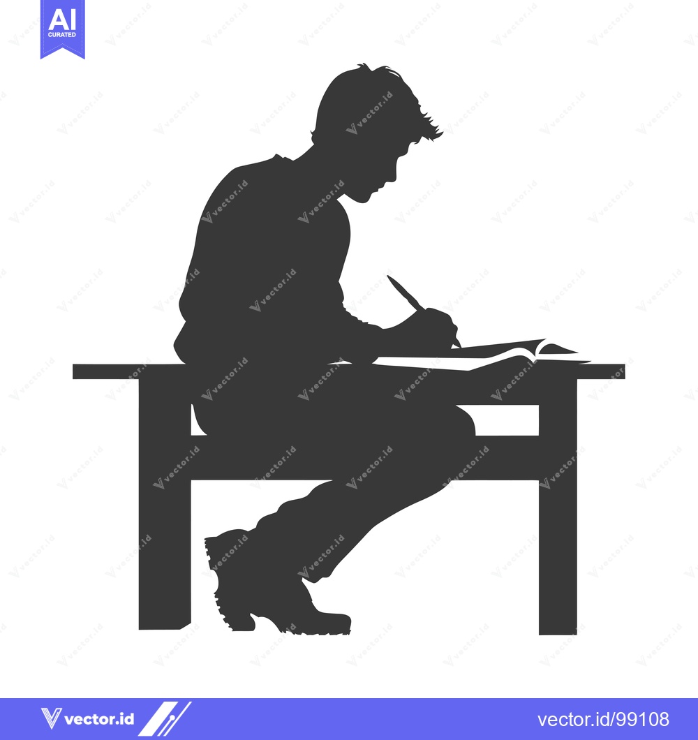 Premium Vector of Silhouette of a Person Writing at a Desk
