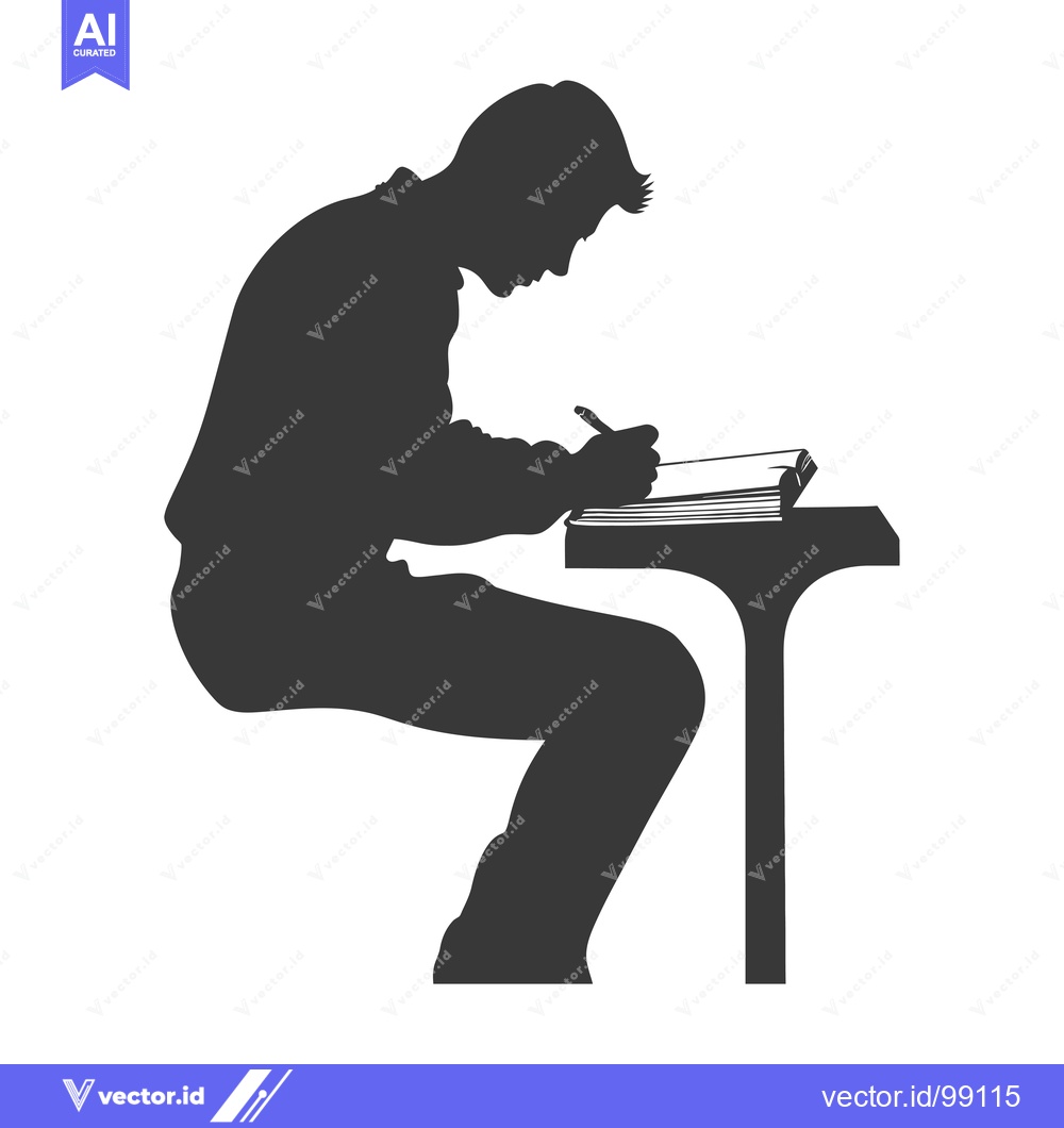 Premium Vector dari Silhouette of a person writing at a table