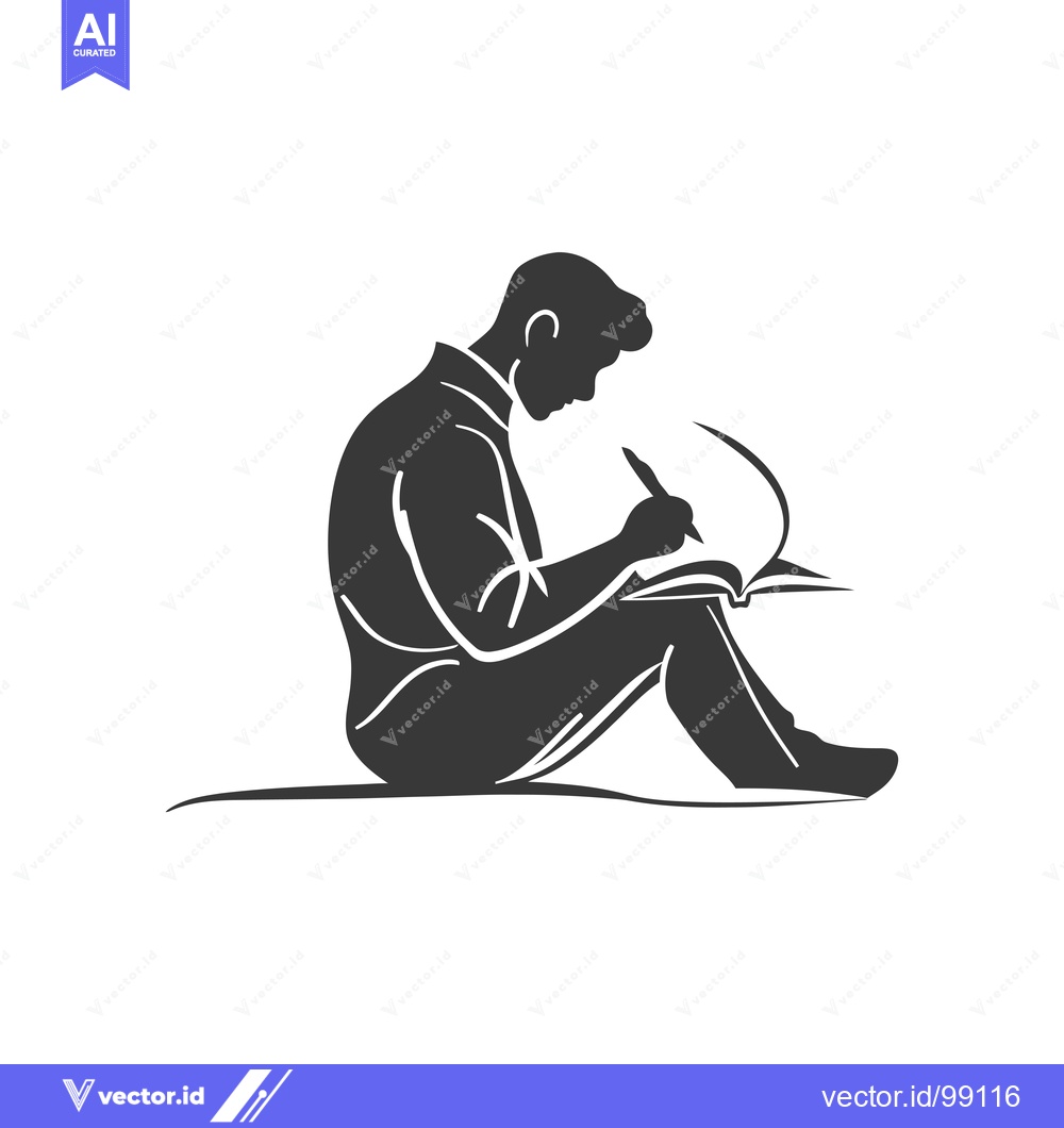 Premium Vector of Silhouette of a Person Writing in a Book