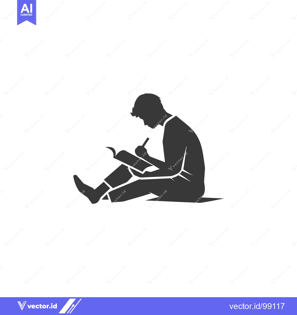 Premium Vector of Silhouette of a Person Writing in a Book