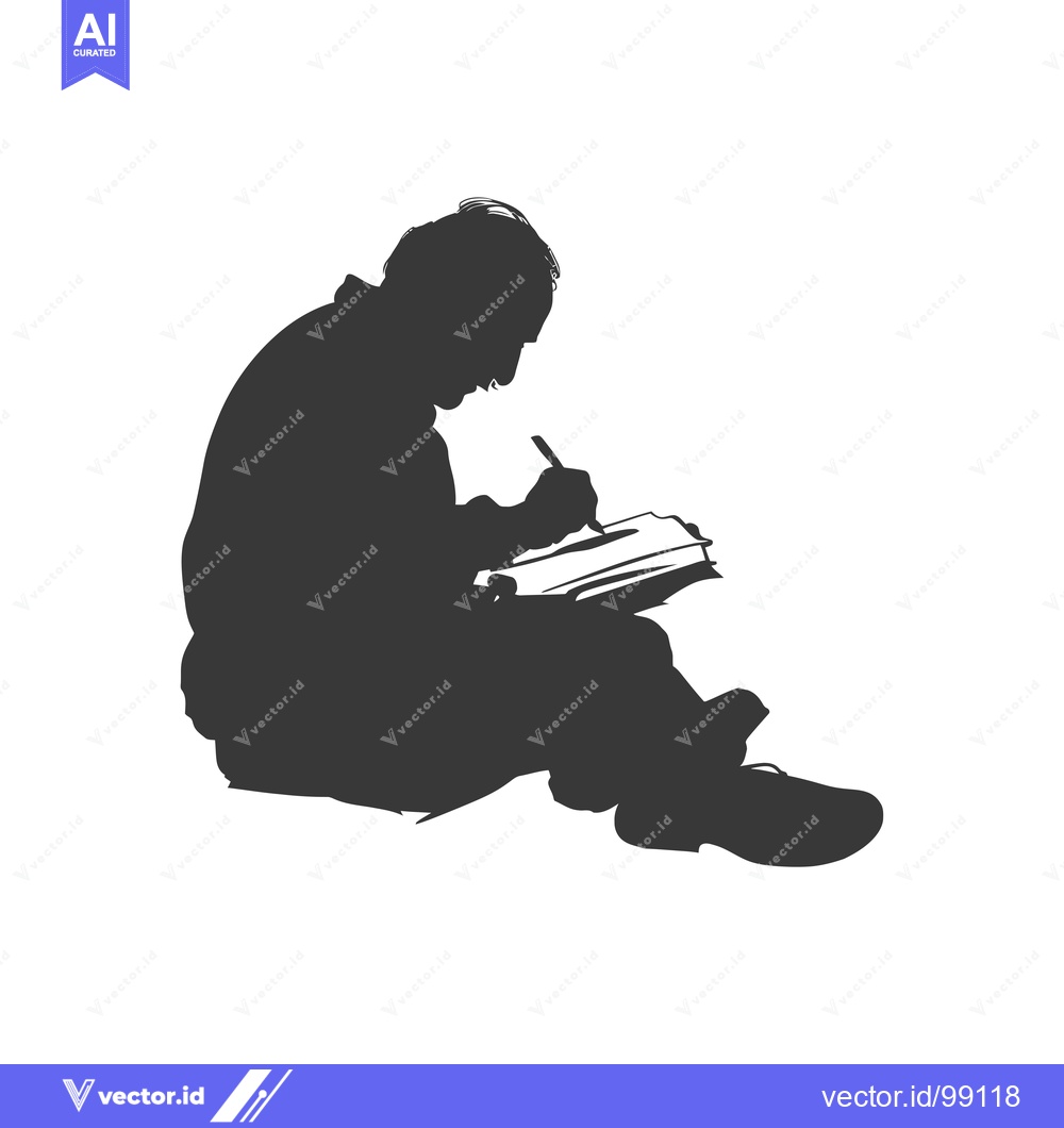 Premium Vector dari Silhouette of a Person Writing in a Book
