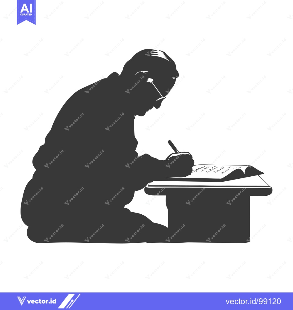 Premium Vector dari Silhouette of a person writing in a book