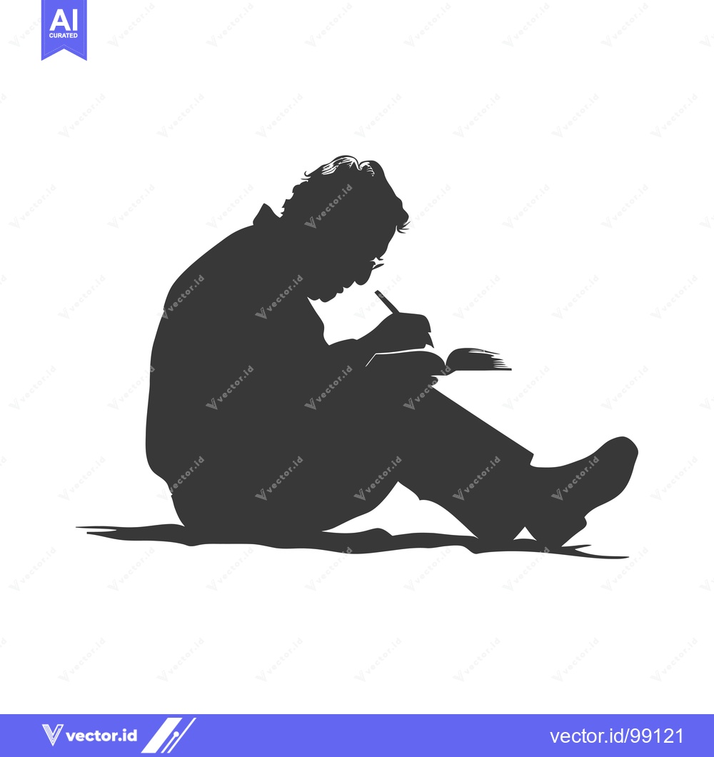 Premium Vector of Silhouette of a Person Writing in a Book