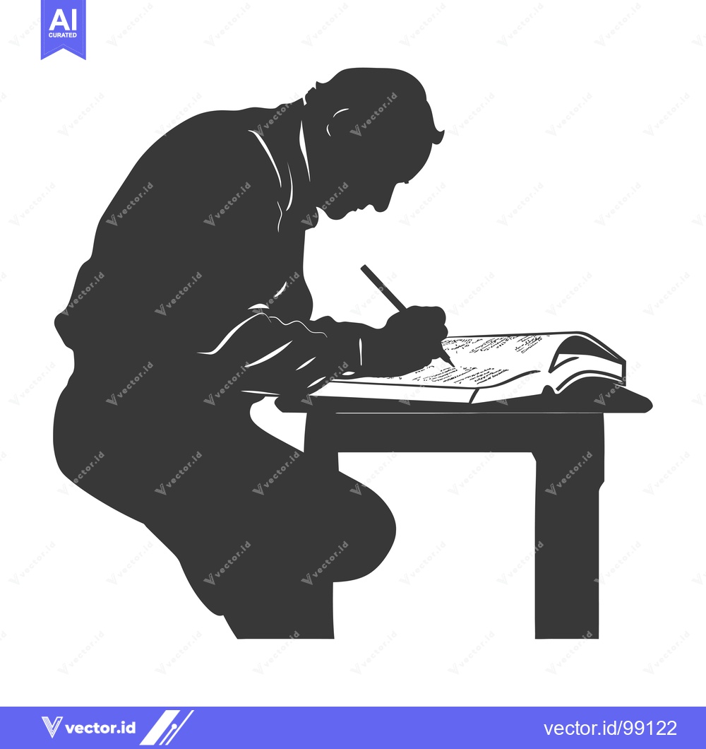 Premium Vector dari Silhouette of a Person Writing in a Book