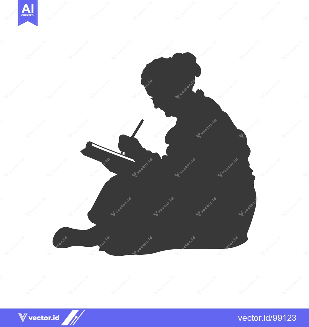 Premium Vector dari Silhouette of a Person Writing in a Book