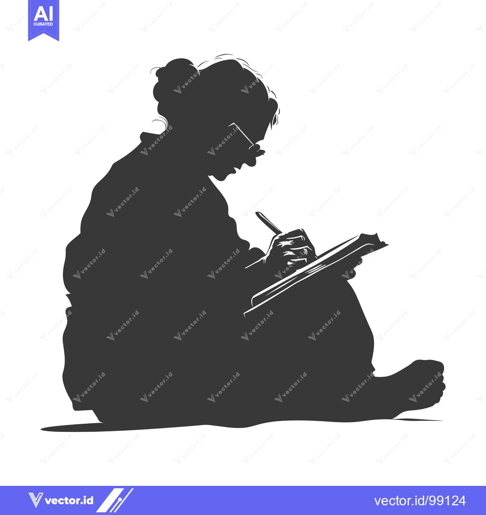 Premium Vector dari Silhouette of a Person Writing in a Book