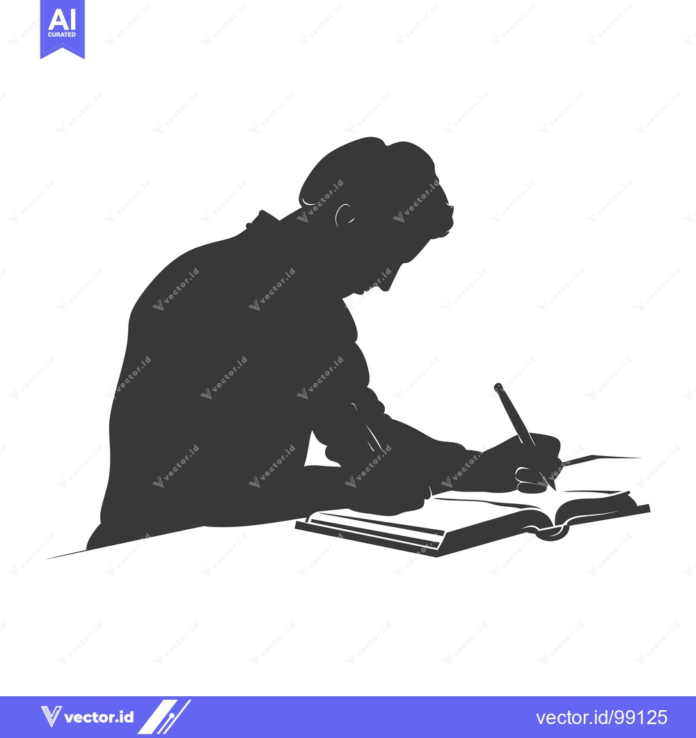Premium Vector dari Silhouette of a Person Writing in a Book
