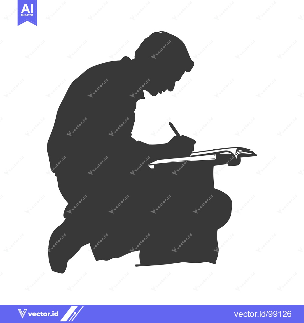 Premium Vector of Silhouette of a Person Writing in a Book