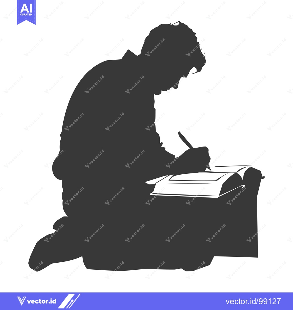 Premium Vector of Silhouette of a Person Writing in a Book