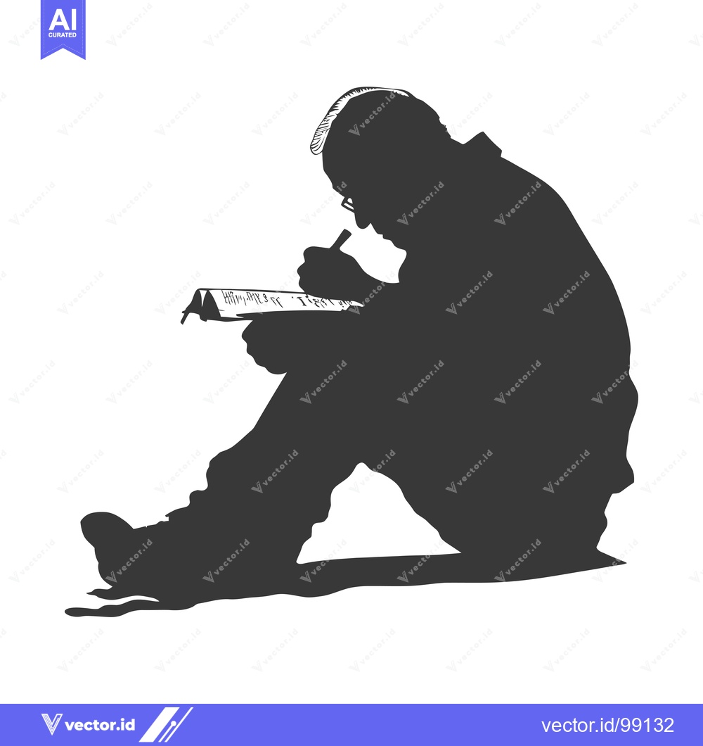 Premium Vector dari Silhouette of a Person Writing in a Notebook