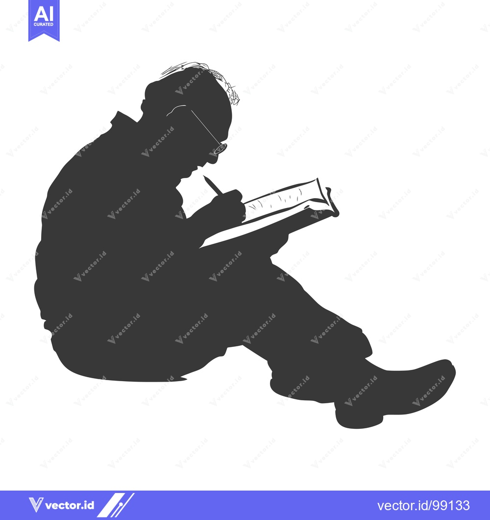 Premium Vector dari Silhouette of a Person Writing in a Notebook
