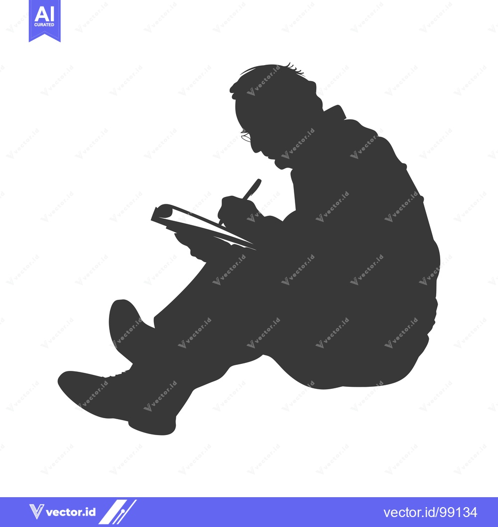Premium Vector dari Silhouette of a Person Writing in a Notebook