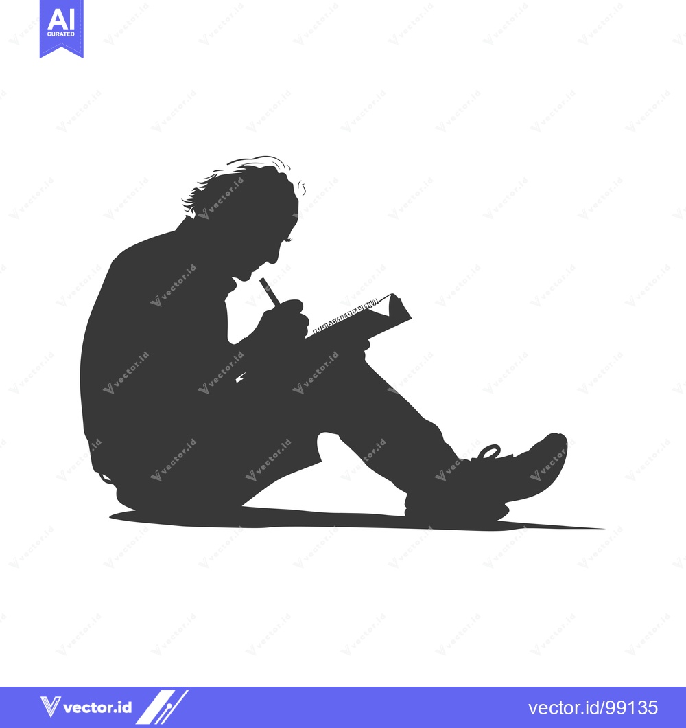Premium Vector dari Silhouette of a Person Writing in a Notebook