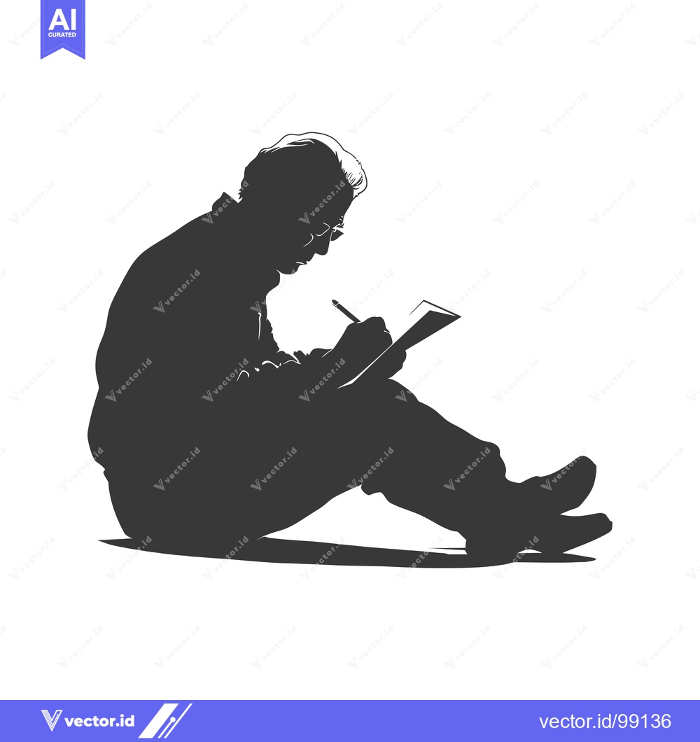 Premium Vector of Silhouette of a Person Writing in a Notebook