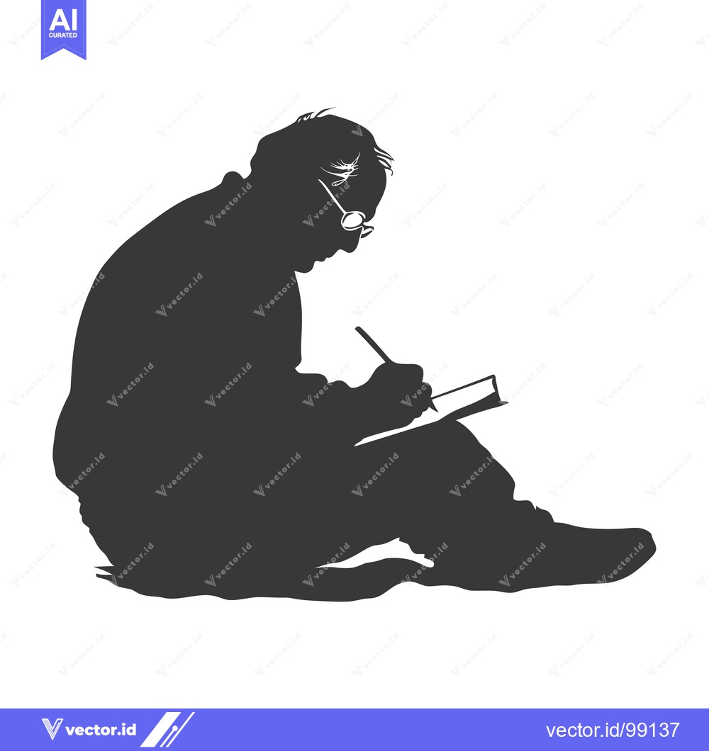 Premium Vector dari Silhouette of a Person Writing in a Notebook