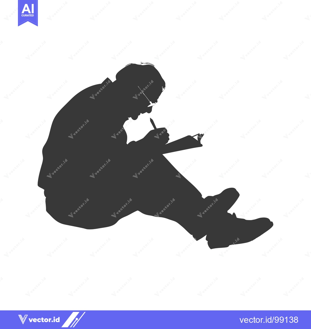 Premium Vector of Silhouette of a Person Writing in a Notebook